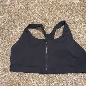 Athleta Black Racerback Sports Bra with Front Zipper